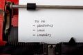 To do list - text message on the typewriter close-up