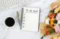 To do list text on note pad on top of office desk Royalty Free Stock Photo