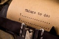 To do list typed on the typewriter