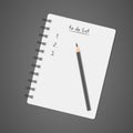 To do list, white notebook with pencil, diary, check list