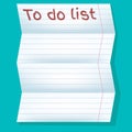 To do list, white paper in line on a blue background
