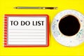 The to-do list is written on a Notepad. Action plan for the future. Rationally constructed mode of life tasks in professional and Royalty Free Stock Photo