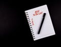 To Do List year 2021, Black Pen and a Notebook, Red text, isolated on black background