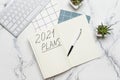 To do list on 2021 year with computer on white background Royalty Free Stock Photo