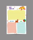 To do planner template. Daily check list. Organizer and schedule with place for Notes. Vector illustration with kids elements.