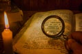 To examine through the magnifying glass the text of the ancient prayer book