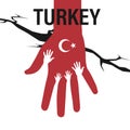 To extend a helping hand to the victims of the earthquake in Turkey. Vector illustration.