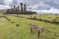 To the famous fifteen moais of ahu tongariki Royalty Free Stock Photo