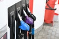 To fill the machine with fuel. Gas station pump. Man filling gasoline fuel in car holding nozzle Royalty Free Stock Photo