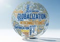 To form a globe shape, using varied font sizes and colors such as Royalty Free Stock Photo