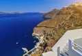 To get from Santorini old port to Fira you have two transfer options, cable car or donkey ride. Santorini classically Thera and Royalty Free Stock Photo