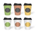 To go beverage white and color paper cups with brand identity stickers