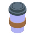 To go cup icon isometric vector. Cold label