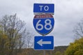 To interstate Highway 68 with arrow pointing, Western Maryland