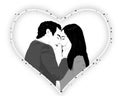 About to kiss lovers - black and white Royalty Free Stock Photo