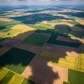 To the landscape. The fields are divided into rectangular and square Royalty Free Stock Photo
