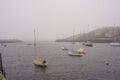 Rockport Harbor on a foggy day Royalty Free Stock Photo