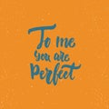 To me you are perfect - lettering Valentines Day calligraphy phrase isolated on the background. Fun brush ink typography for photo