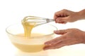 Preparation of the pancake batter in a salad bowl Royalty Free Stock Photo