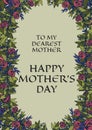 To my dearest mother happy mother\'s day text with red flower frame on green background