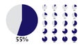 5 to 100 numbers pie chart percentage graph design, Infographic Vector 3d Pie Chart,
