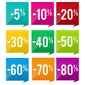 5% to 80% off. Sale and Discount Price Badge Banner.