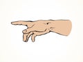 To point with finger. Vector drawing