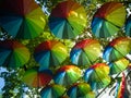 To prepare the Gay Pride in Paris, dozens of umbrellas in the co