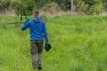 To seek treasures on earth with a metal detector Royalty Free Stock Photo