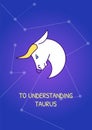 To understanding taurus greeting aries card with color icon element Royalty Free Stock Photo