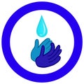 To wash hands. Personal hygiene. Water drop. Illustration of a flat design isolated on background. Disinfection skin