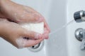 To washing hands with soap Royalty Free Stock Photo