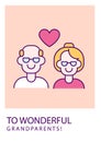 To wonderful grandparents greeting card with color icon element