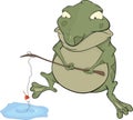 Toad the fisher. Cartoon Royalty Free Stock Photo