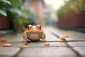 toad on garden path stones