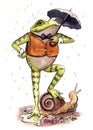 Toad Holding Umbrella Illustration