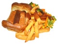 Toad In The Hole And Chips Royalty Free Stock Photo