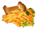 Toad In The Hole And Chips Royalty Free Stock Photo