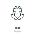 Toad outline vector icon. Thin line black toad icon, flat vector simple element illustration from editable fairy tale concept Royalty Free Stock Photo