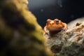 toad in the safety of a shadowed rock crevice