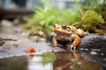 toad by a small garden pond Royalty Free Stock Photo
