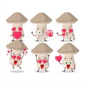 Toadstool cartoon inn character with love cute emoticon