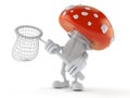 Toadstool character holding net