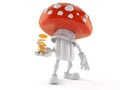 Toadstool character with stack of coins