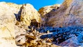 Toadstool Hoodoos against the background of the colorful sandstone mountains in Grand Staircase-Escalante Monument Royalty Free Stock Photo