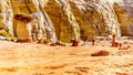 Toadstool Hoodoos against the colorful sandstone mountains on the Toadstool Hiking Trail in Grand Staircase-Escalante Monument Royalty Free Stock Photo