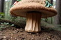 A toadstool its cap opening to reveal a miniature fairyland Royalty Free Stock Photo