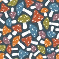 Toadstool mushroom seamless pattern