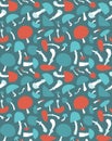 Toadstools on turquoise background