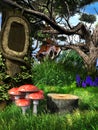 Toadstools under the hollow tree